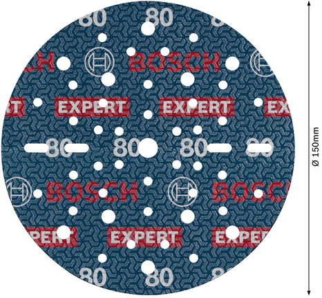 <!-- language missing --> Bosch 150mm 砂輪片,80 粒度,適用於軌道砂光機。